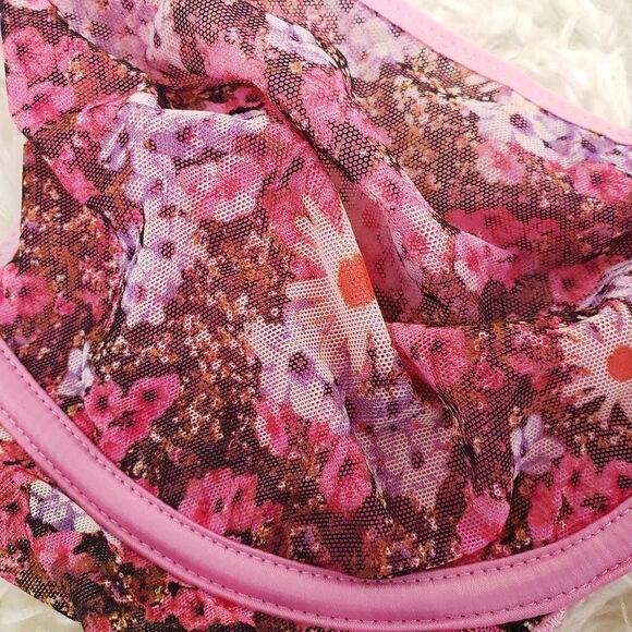 Victoria's Secret 34D Multicolor Floral lace mesh  Demi Sexy Bra - Picture 2 of 6